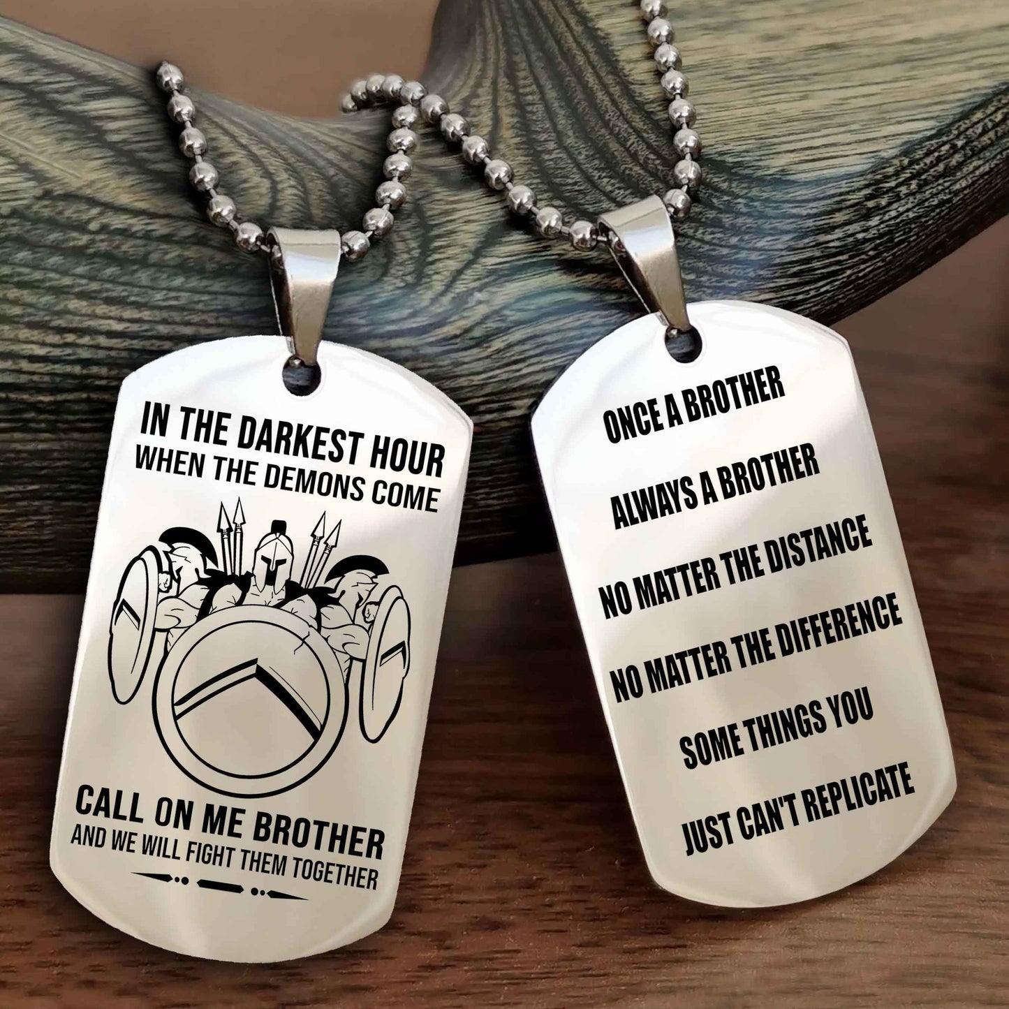 Customizable engraved dog tag double sided gift from brother Once A Brother Always A Brother