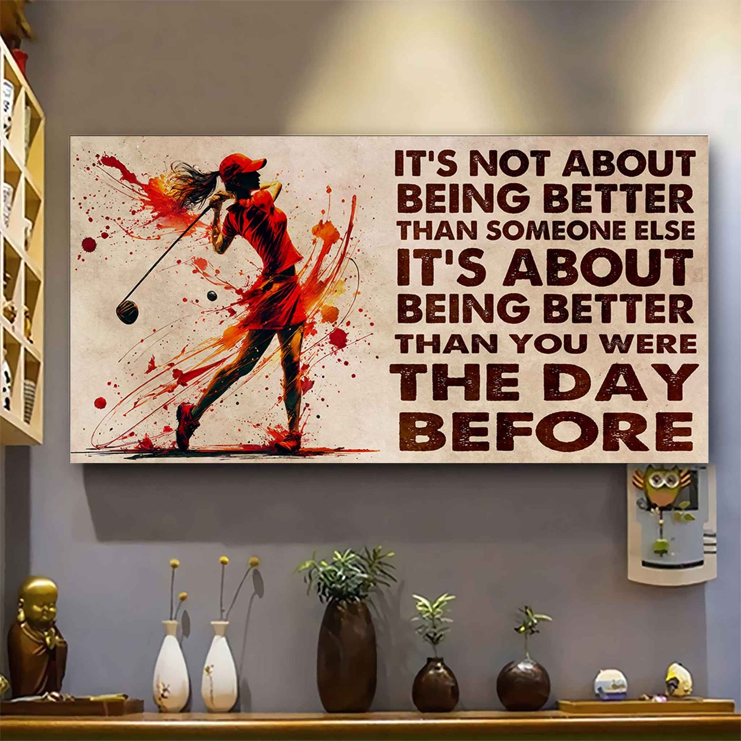 Water Color Woman SWIMMING Poster Canvas It Is Not About Being Better Than Someone Else Gift For Your Loving Woman