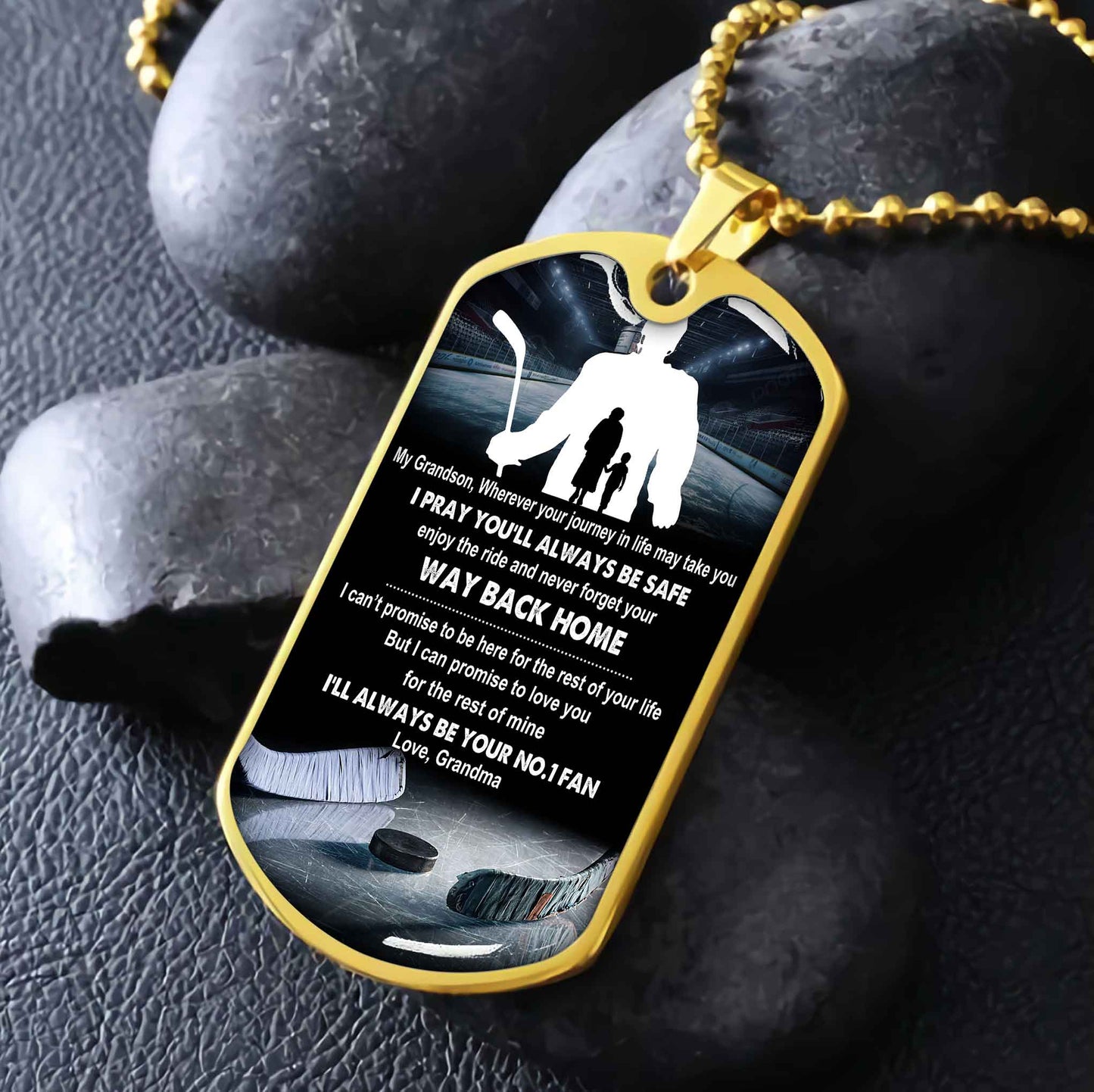 Sport Military Chain 18K Gold Plated Silver Plated To My Grandson From Grandma Motivation Message I Will Always Be Your No 1 Fan