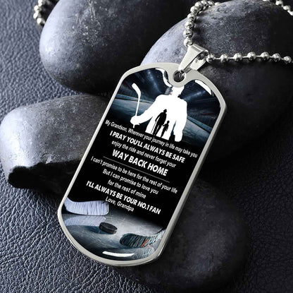 Sport Military Chain 18K Gold Plated Silver Plated To My Grandson From Grandpa Motivation Message I Will Always Be Your No 1 Fan