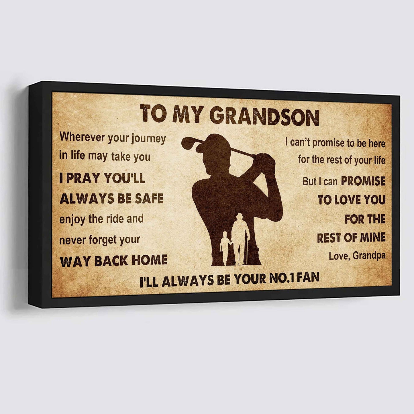 Personalized Sport  Baseball Poster Canvas I'll Be Your No 1 Fan Grandpa To Grandson - Never Forget Your Way Back Home