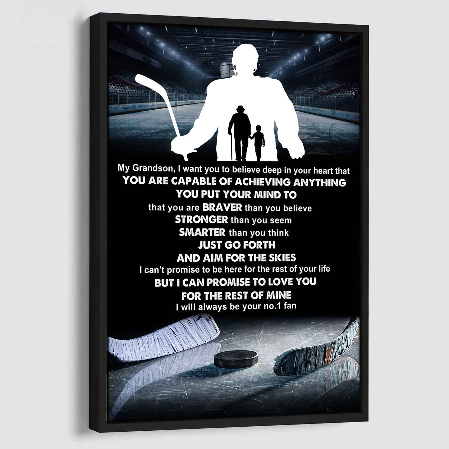 American Football Poster Canvas Grandpa To Grandson - That You Are Braver Than You Believe You Are Capable Of I Will Always Your No 1 Fan