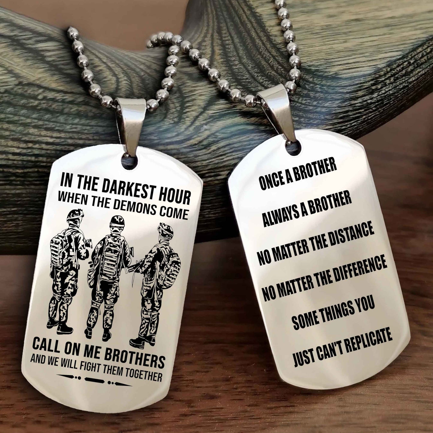 Customizable engraved dog tag double sided gift from brother Once A Brother Always A Brother