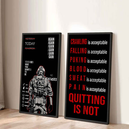 Spartan- Quiting Is Not Canvas Set Ready To Hang Gift For Your Son Your Friend