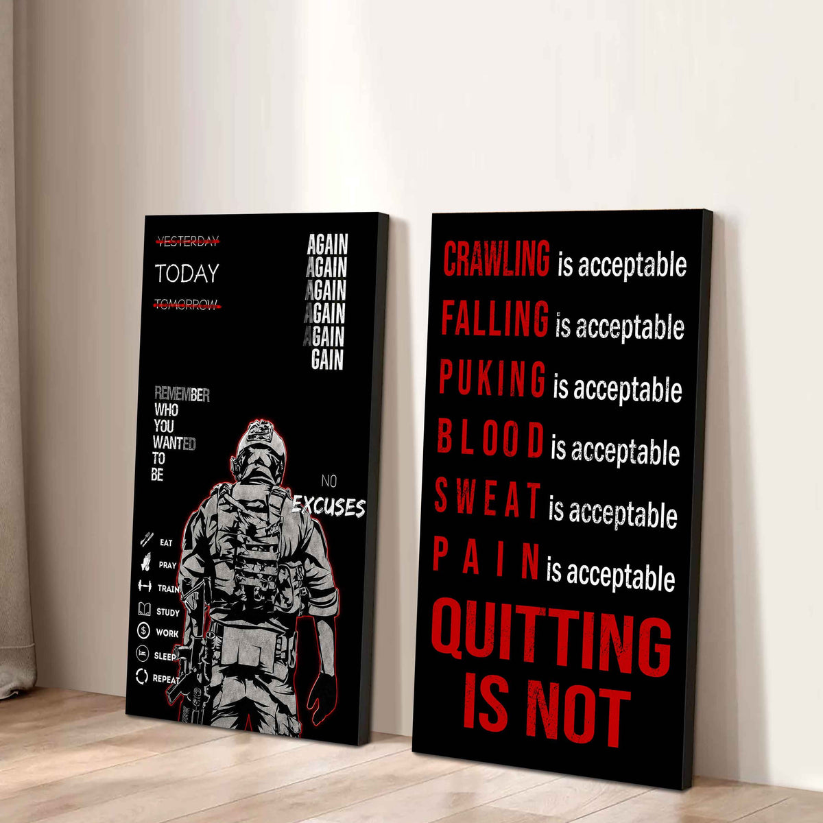 Spartan- Quiting Is Not Canvas Set Ready To Hang Gift For Your Son Your Friend