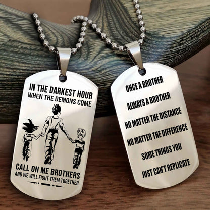 Customizable engraved dog tag double sided gift from brother Once A Brother Always A Brother
