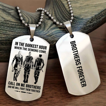 Brotherhood Dog Tag Necklace – Custom Engraved, Double-Sided Gift for Brothers