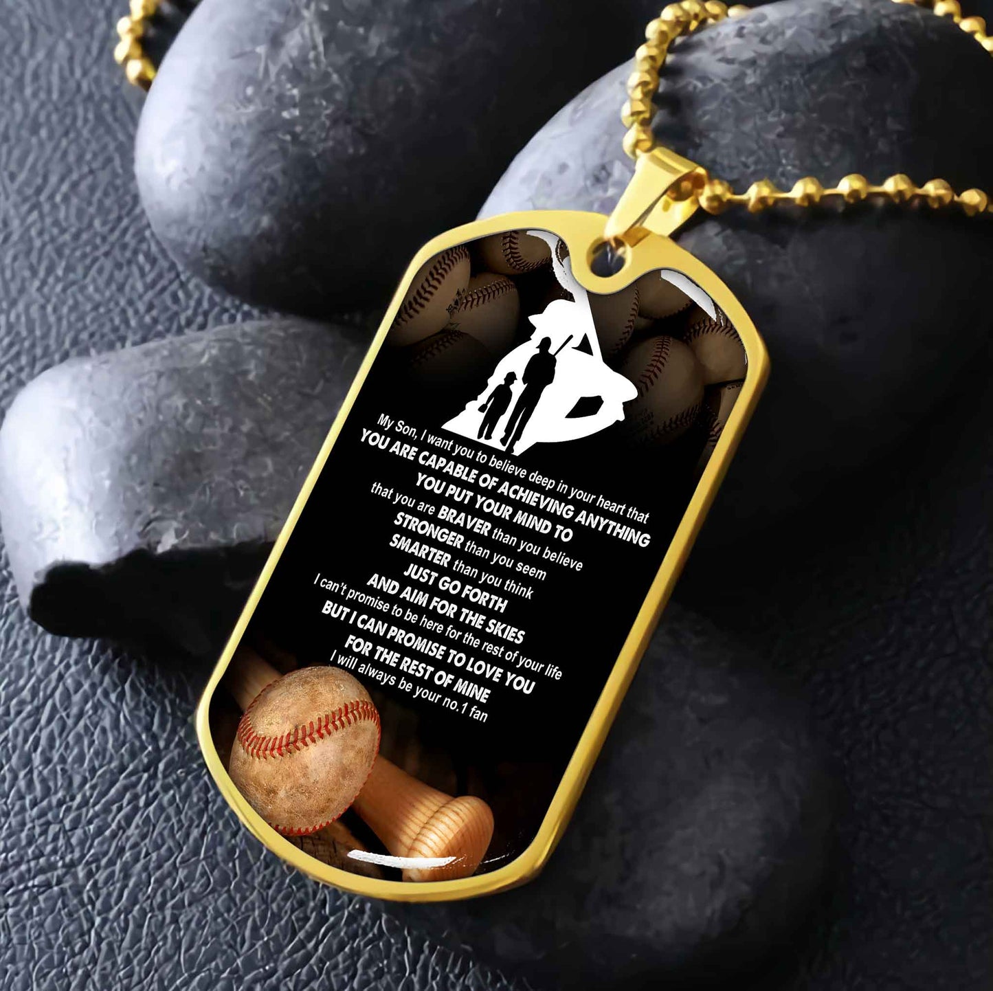 Sport Military Chain 18K Gold Plated Silver Plated To My Son From Dad Motivation Message I Will Always Be Your No 1 Fan