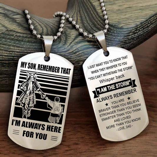DRB Personalized Double Sided Dog Tag My Son Remember That I Will Always Here Whisper Back I Am The Storm