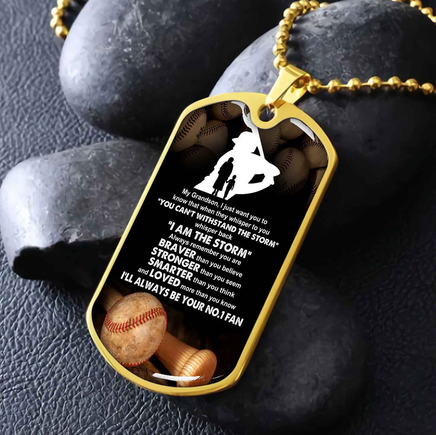 Sport Military Chain 18K Gold Plated Silver Plated To My Grandson From Grandma Motivation Message I Will Always Be Your No 1 Fan