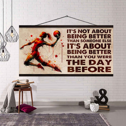 Water Color Woman SWIMMING Poster Canvas It Is Not About Being Better Than Someone Else Gift For Your Loving Woman