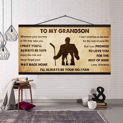 Personalized Sport Poster Canvas I'll Be Your No 1 Fan Grandma To Grandson - Never Forget Your Way Back Home