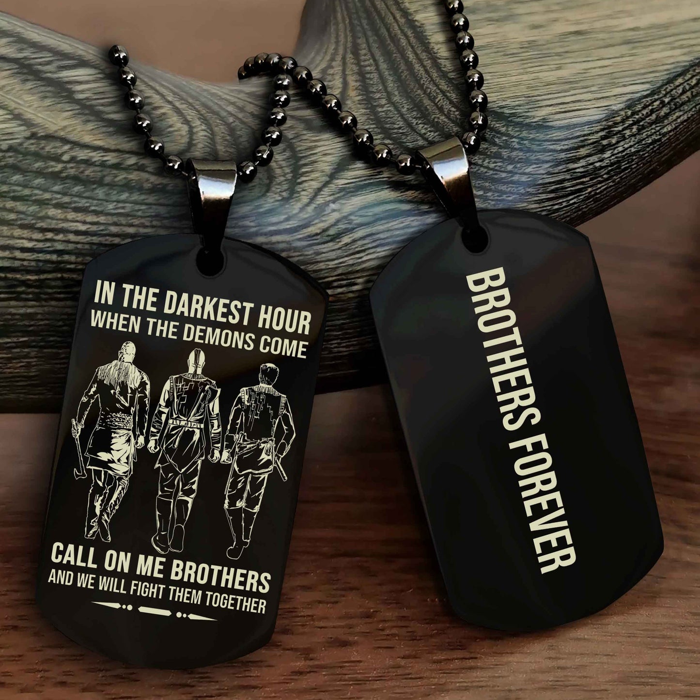 DRB Customizable engraved black dog tag double sided gift from brother, brother forevers