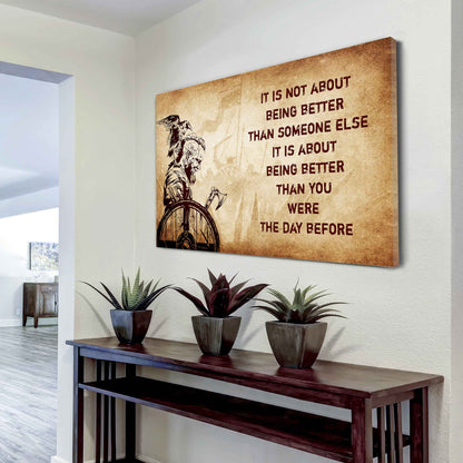 Knight Templar Poster Canvas It's Not About Being Better Than Someone Else Best Gifts Motivation Quotes