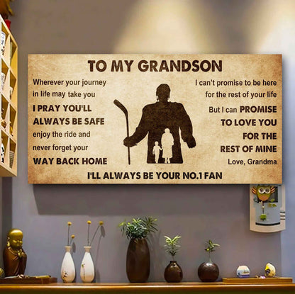 Personalized Sport Baseball Poster Canvas I'll Be Your No 1 Fan Grandma To Grandson - Never Forget Your Way Back Home