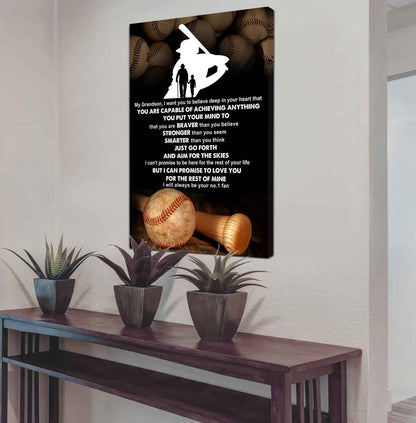 American Football Poster Canvas Grandpa To Grandson - That You Are Braver Than You Believe You Are Capable Of I Will Always Your No 1 Fan