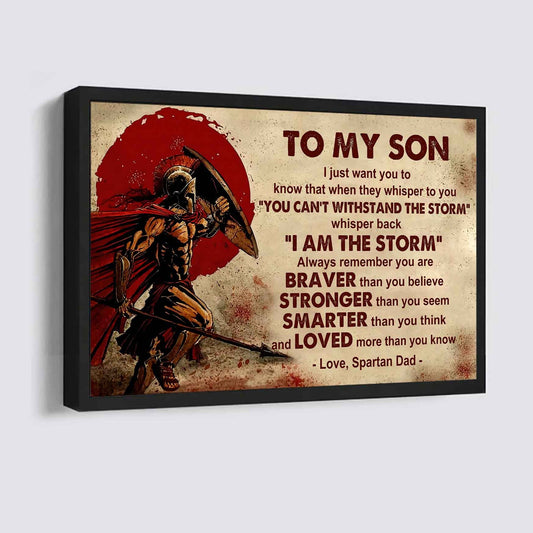 Spartan Poster Canvas Whisper Back I'm The Storm From Dad To Son Gift For Your Son