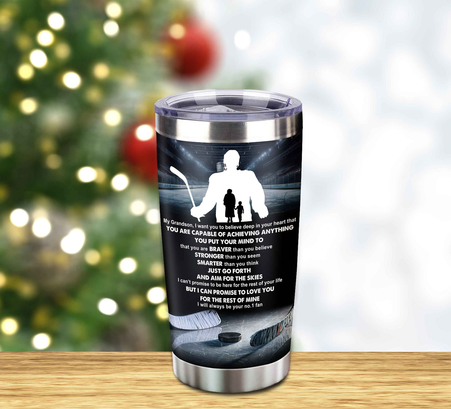 Customizable Tumbler To My Grandson With Inspriration Quotes From Grandpa And Grandma