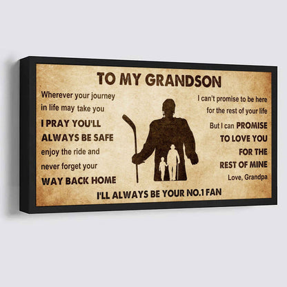 Personalized Sport Poster Canvas I'll Be Your No 1 Fan Grandpa To Grandson - Never Forget Your Way Back Home