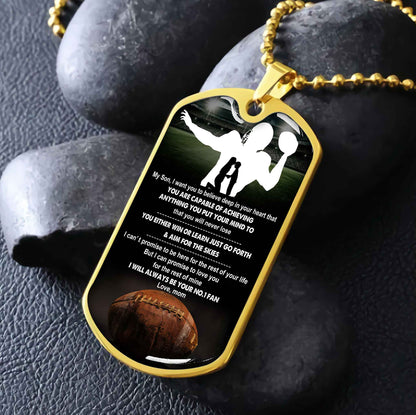 Sport Military Chain 18K Gold Plated Silver Plated To My Son From Mom Motivation Message I Will Always Be Your No 1 Fan