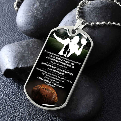 Sport Military Chain 18K Gold Plated Silver Plated To My Grandson From Grandma Motivation Message I Will Always Be Your No 1 Fan