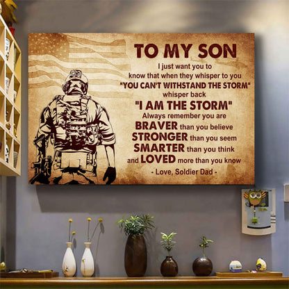 Spartan Poster Canvas Whisper Back I'm The Storm From Dad To Son Gift For Your Son