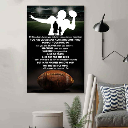 Soccer Poster Canvas Grandma To Grandson - That You Are Braver Than You Believe You Are Capable Of I Will Always Your No 1 Fan