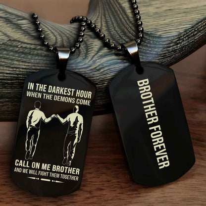 DRB Customizable engraved black dog tag double sided gift from brother, brother forevers