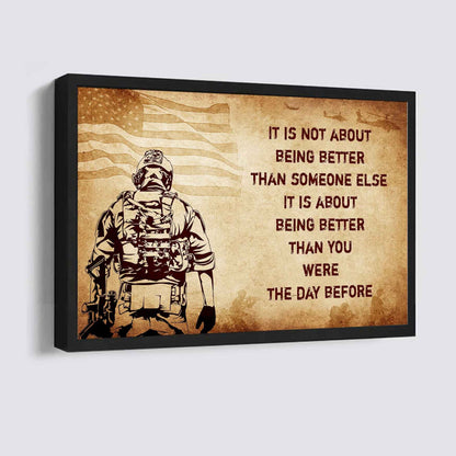 Knight Templar Poster Canvas It's Not About Being Better Than Someone Else Best Gifts Motivation Quotes