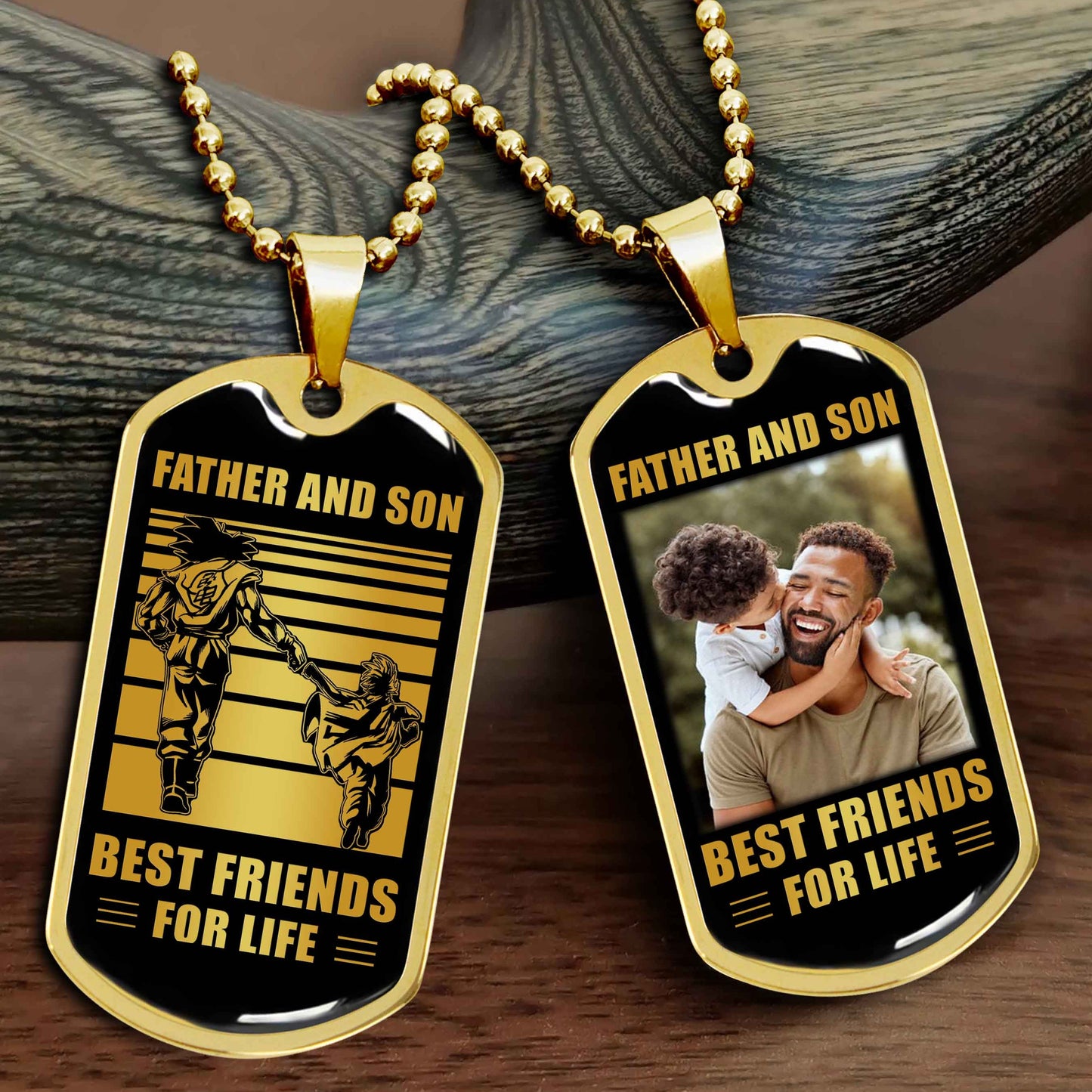 Family Military Chain Silver Plated 18K Gold Plated Father And Son Best Friend For Life Gift For Your Son