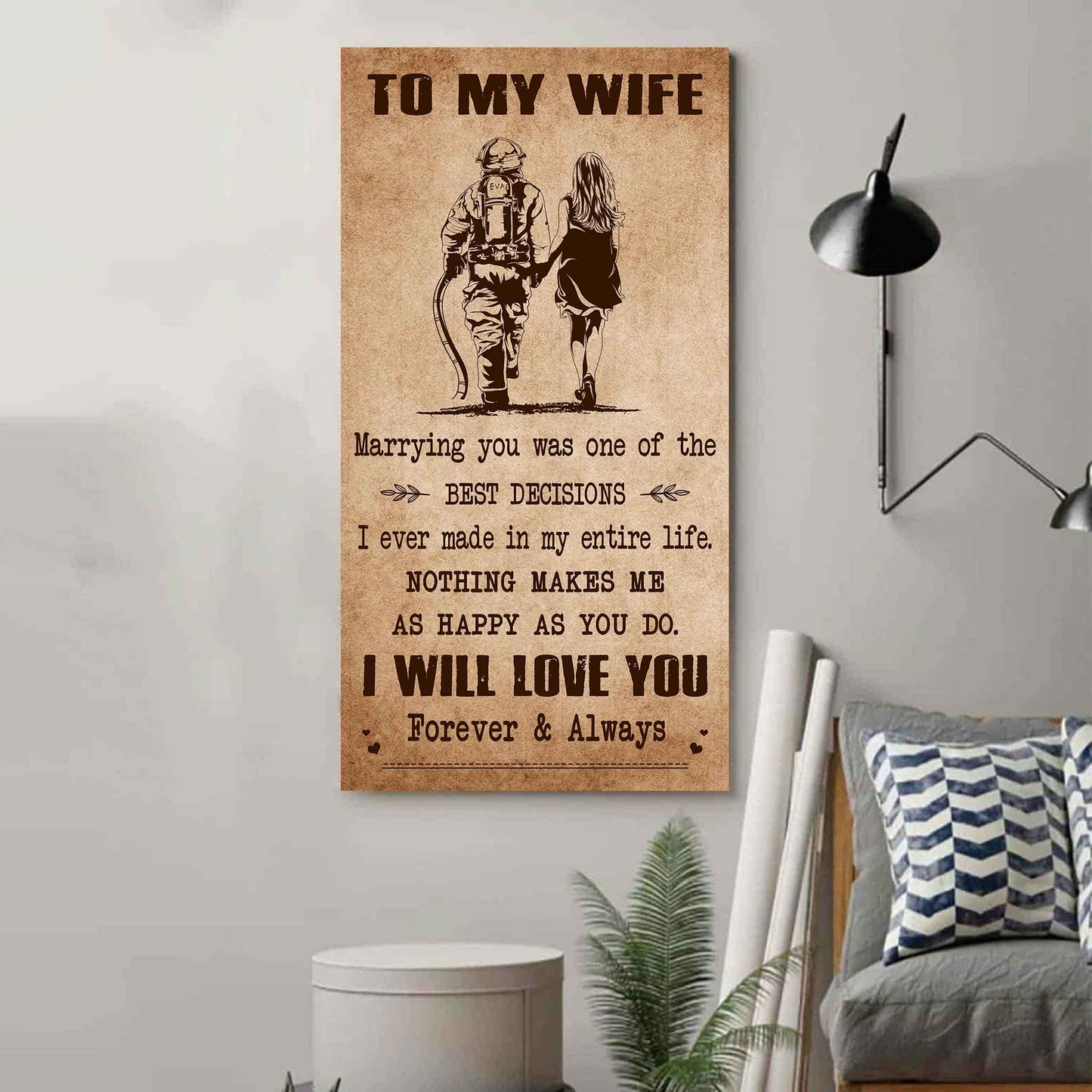 Family Poster Canvas To My Wife Marrying You Was One Of The Best Decisions - I Will Love You Forever And Always Gift For Your Wife