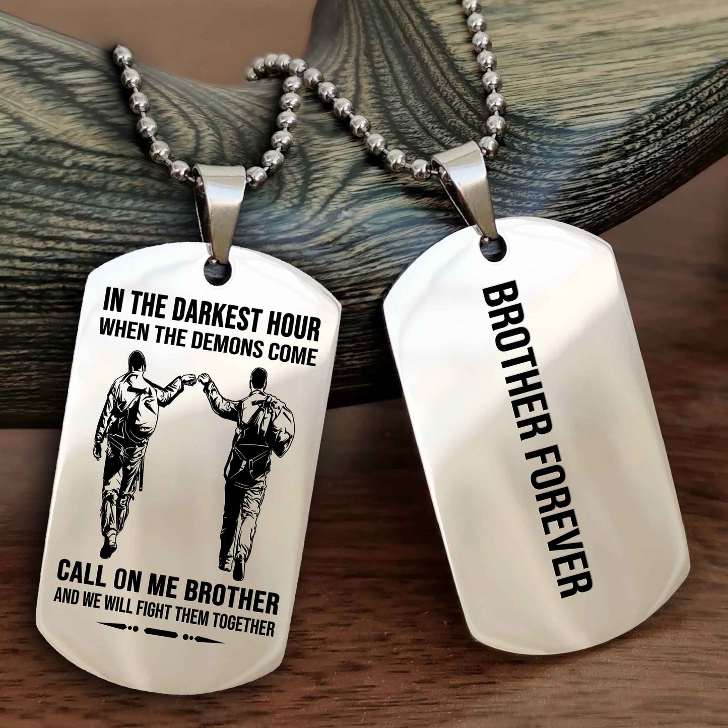 Brotherhood Dog Tag Necklace – Custom Engraved, Double-Sided Gift for Brothers