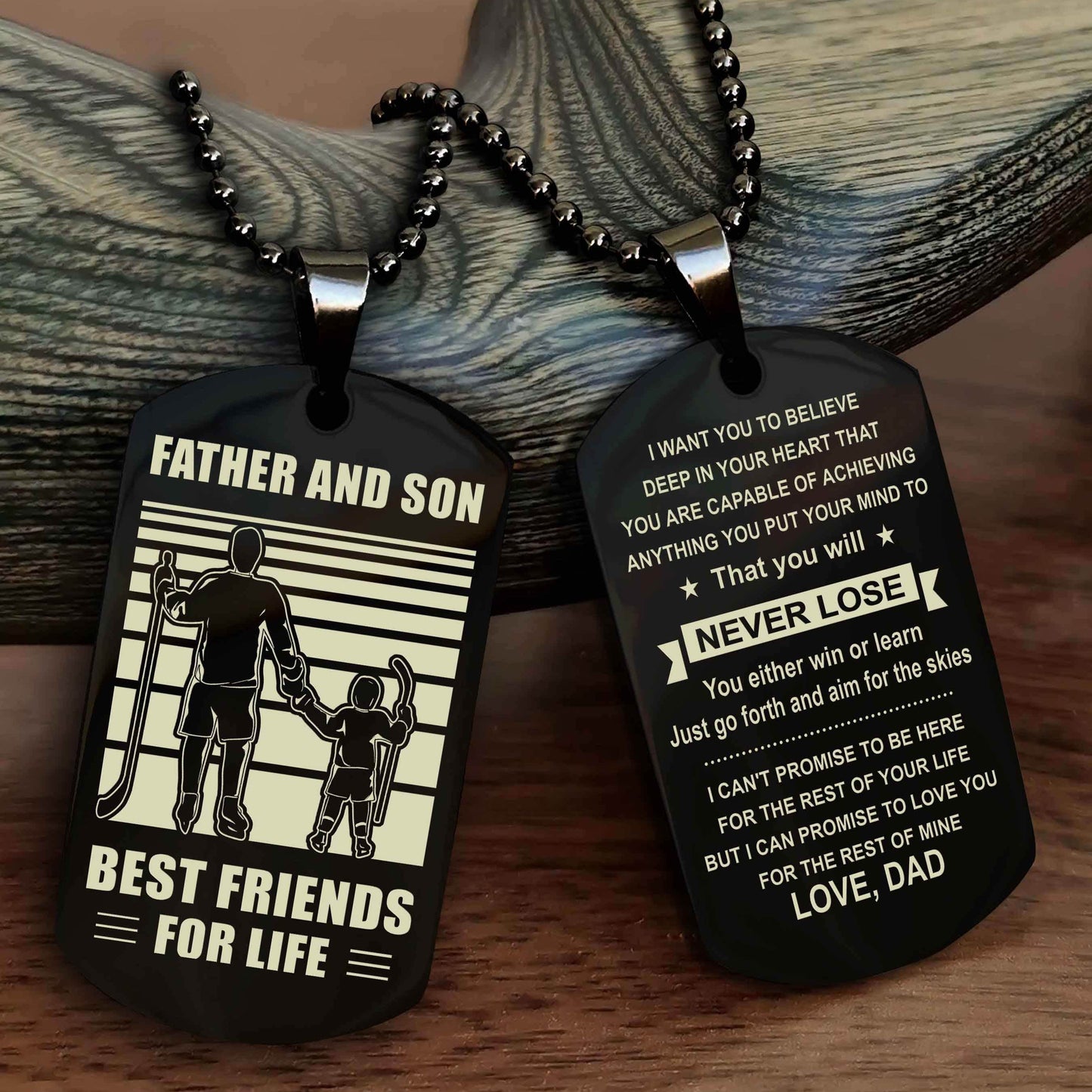 Cowboy Personalized Double Sided Dog Tag To My Son I Love You - You Will Never Lose You Either Win Or Learn From Dad To Son