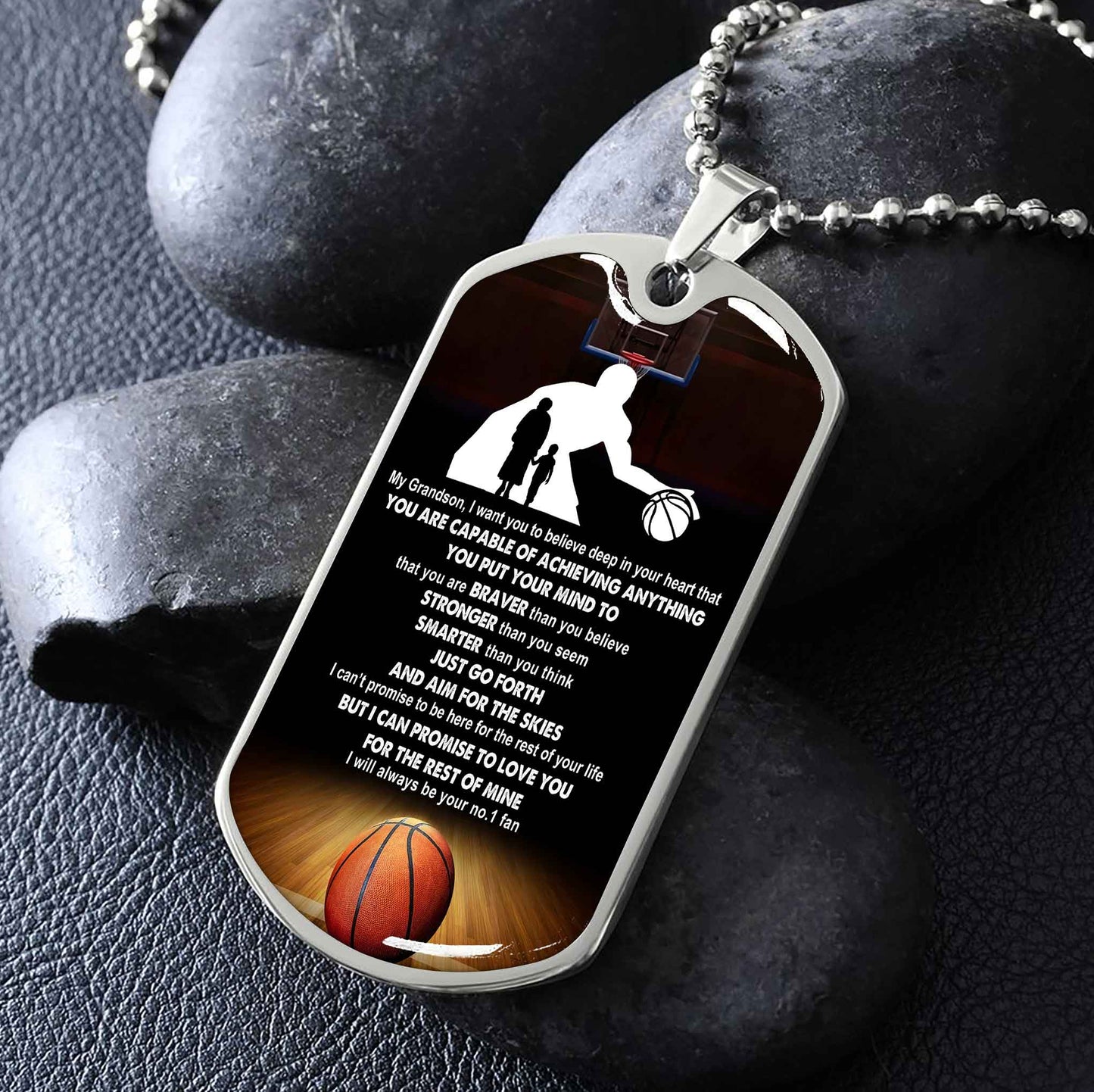 Sport Military Chain 18K Gold Plated Silver Plated To My Grandson From Grandma Motivation Message I Will Always Be Your No 1 Fan