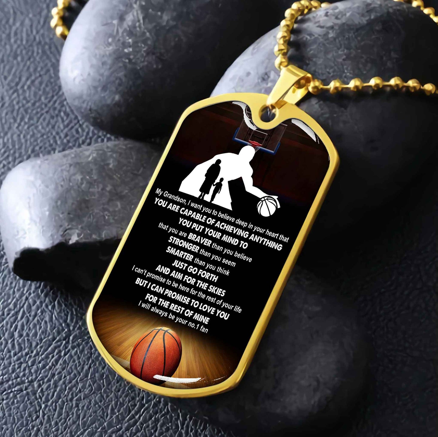 Sport Military Chain 18K Gold Plated Silver Plated To My Grandson From Grandma Motivation Message I Will Always Be Your No 1 Fan