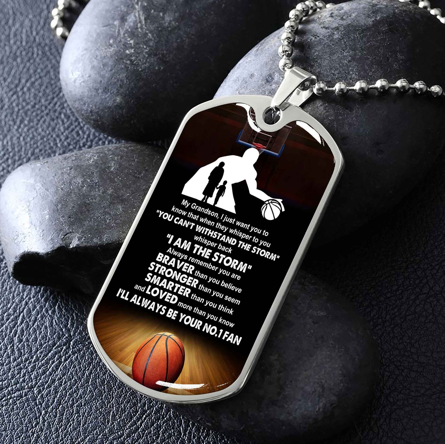 Sport Military Chain 18K Gold Plated Silver Plated To My Grandson From Grandma Motivation Message I Will Always Be Your No 1 Fan