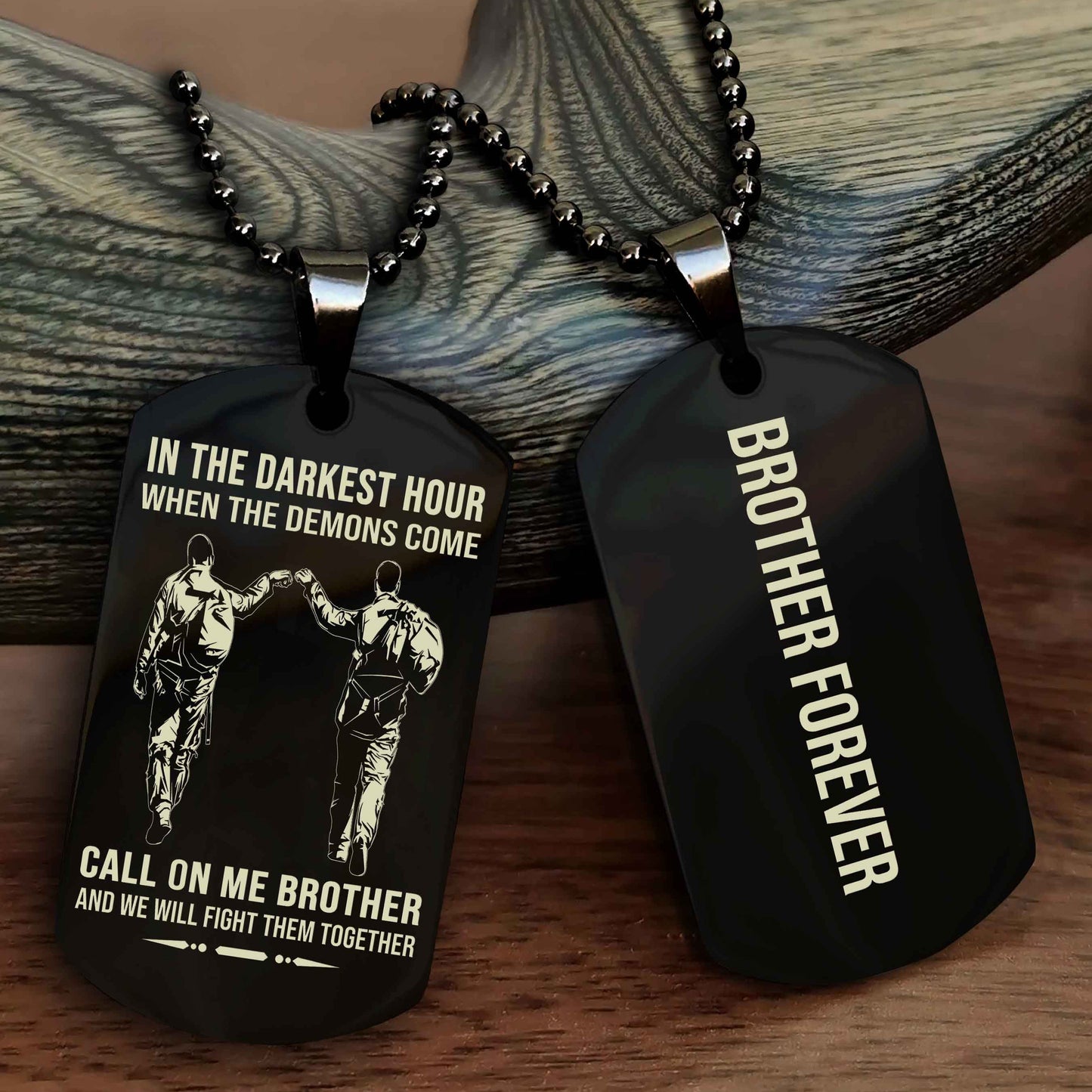 Brotherhood Dog Tag Necklace – Custom Engraved, Double-Sided Gift for Brothers
