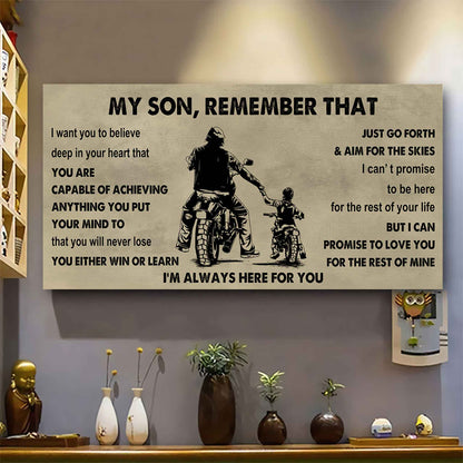 Personalized Sport Poster Canvas -  My Son Remember That You Will Never Lose You Either Win Or Learn