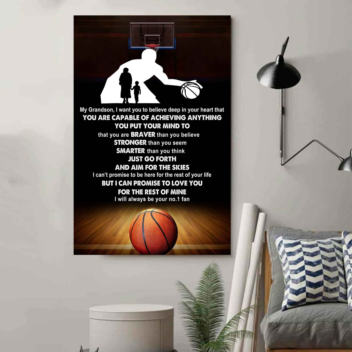 American Football Poster Canvas Grandma To Grandson - That You Are Braver Than You Believe You Are Capable Of I Will Always Your No 1 Fan