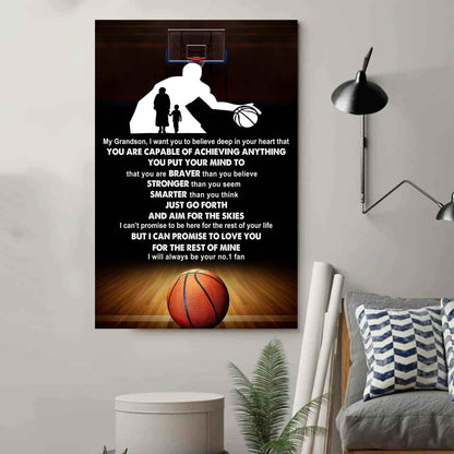 Hockey Poster Canvas Grandma To Grandson - That You Are Braver Than You Believe You Are Capable Of I Will Always Your No 1 Fan