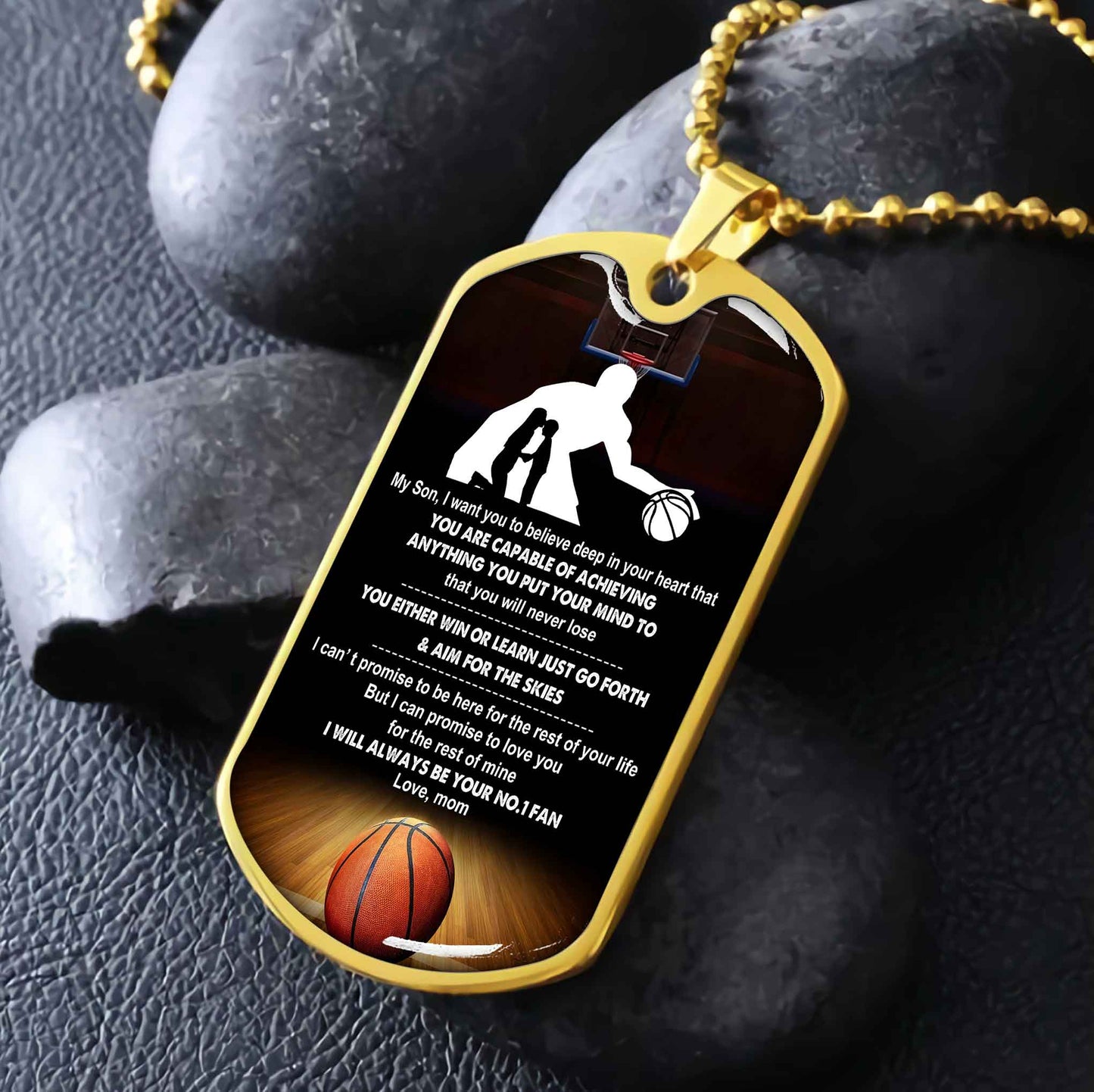 Sport Military Chain 18K Gold Plated Silver Plated To My Son From Mom Motivation Message I Will Always Be Your No 1 Fan