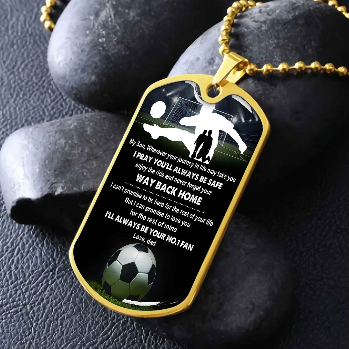 Sport Military Chain 18K Gold Plated Silver Plated To My Son From Dad Motivation Message I Will Always Be Your No 1 Fan
