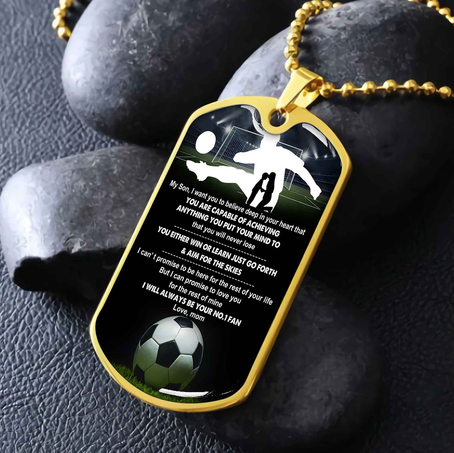 Sport Military Chain 18K Gold Plated Silver Plated To My Son From Mom Motivation Message I Will Always Be Your No 1 Fan