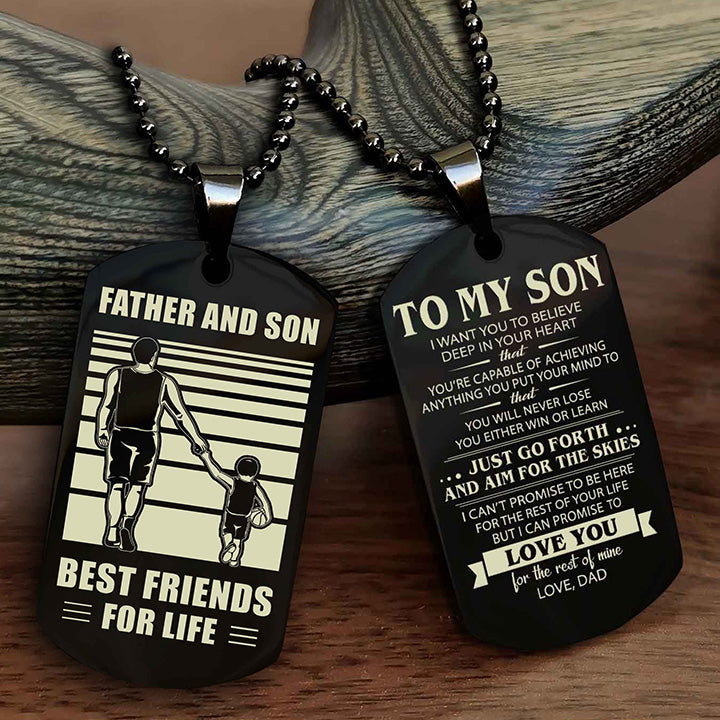 DRB Double Sided Dog Tag Father And Son Best Friend For Life - Gift For Son Just Go Forth And Aim For The Skies