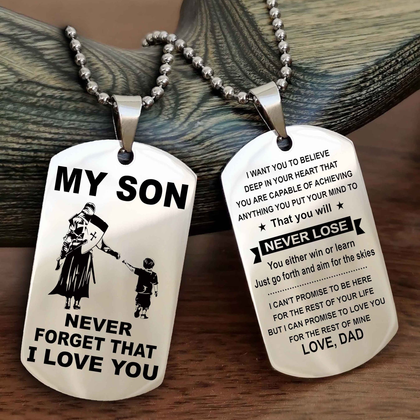 DRB Double Sided Dog Tag To My Son Never Forget That I Love You New Version - That You Will Never Lose You Either Win Or Learn