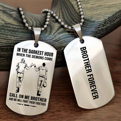 Brotherhood Dog Tag Necklace – Custom Engraved, Double-Sided Gift for Brothers