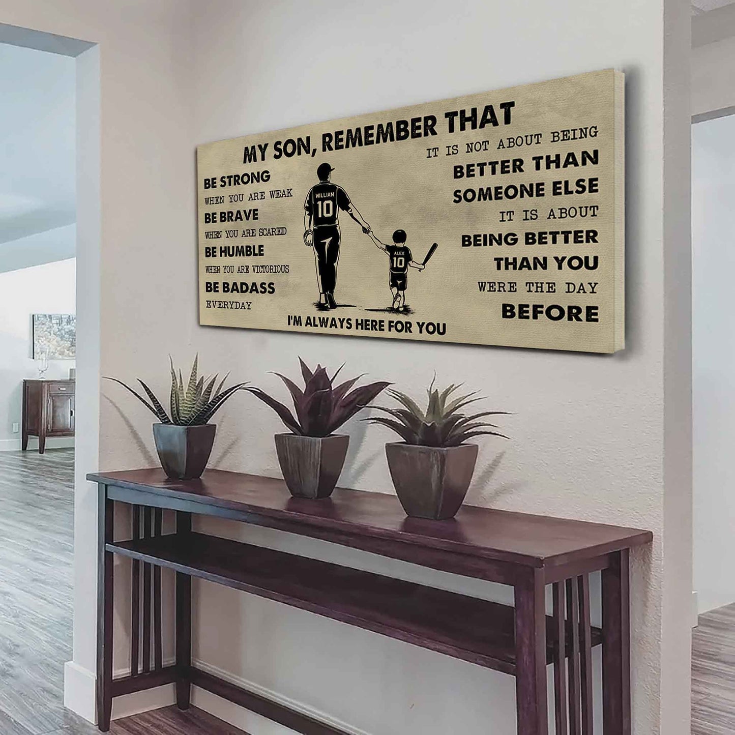 Personalized DRB Poster Canvas - My Son Remember That Be Strong When You Are Weak Be Badass Everyday