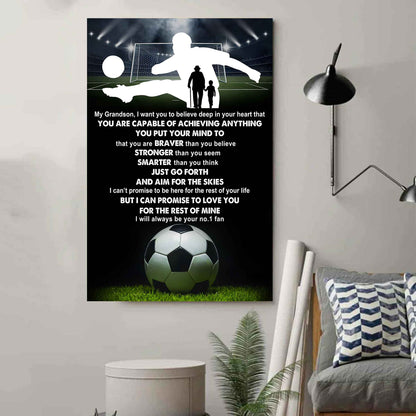Hockey Poster Canvas Grandpa To Grandson - That You Are Braver Than You Believe You Are Capable Of I Will Always Your No 1 Fan