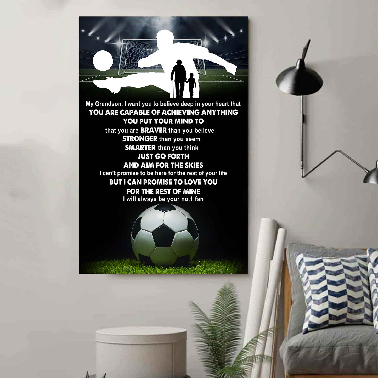 Tennis Poster Canvas Grandpa To Grandson - That You Are Braver Than You Believe You Are Capable Of I Will Always Your No 1 Fan