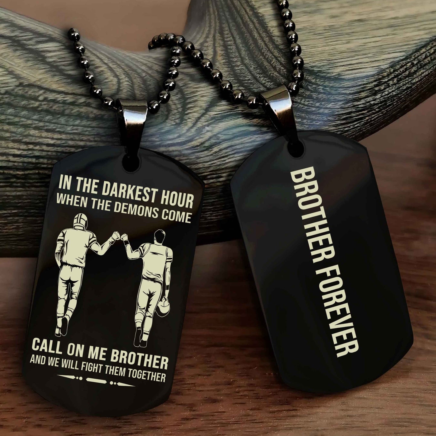 Brotherhood Dog Tag Necklace – Custom Engraved, Double-Sided Gift for Brothers